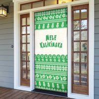 Green Mele Kalikimaka Hawaii Door Cover Funny Ho Ho Ho Santa Shaka - Polynesian Pride