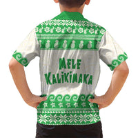 Green Mele Kalikimaka Hawaii Family Matching Off The Shoulder Long Sleeve Dress and Hawaiian Shirt Funny Ho Ho Ho Santa Shaka LT14 - Polynesian Pride