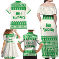 Green Mele Kalikimaka Hawaii Family Matching Off Shoulder Maxi Dress and Hawaiian Shirt Funny Ho Ho Ho Santa Shaka - Polynesian Pride