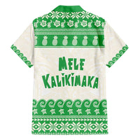 Green Mele Kalikimaka Hawaii Family Matching Off Shoulder Maxi Dress and Hawaiian Shirt Funny Ho Ho Ho Santa Shaka - Polynesian Pride