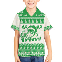 Green Mele Kalikimaka Hawaii Kid Hawaiian Shirt Funny Ho Ho Ho Santa Shaka LT14 Kid Green - Polynesian Pride