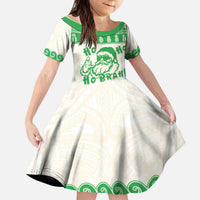 Green Mele Kalikimaka Hawaii Kid Short Sleeve Dress Funny Ho Ho Ho Santa Shaka LT14 KID Green - Polynesian Pride