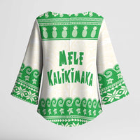 Green Mele Kalikimaka Hawaii Kimono Sleeve Blouse Funny Ho Ho Ho Santa Shaka - Polynesian Pride