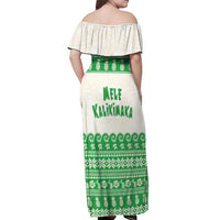 Green Mele Kalikimaka Hawaii Off Shoulder Maxi Dress Funny Ho Ho Ho Santa Shaka - Polynesian Pride