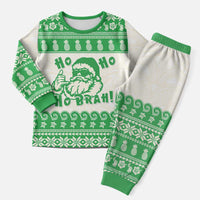 Green Mele Kalikimaka Hawaii Christmas Pajama Set Funny Ho Ho Ho Santa Shaka - Polynesian Pride