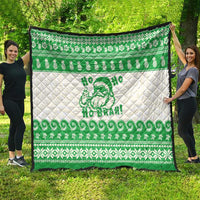 Green Mele Kalikimaka Hawaii Quilt Funny Ho Ho Ho Santa Shaka - Polynesian Pride