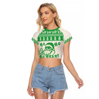 Green Mele Kalikimaka Hawaii Raglan Cropped T Shirt Funny Ho Ho Ho Santa Shaka - Polynesian Pride