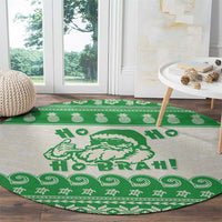 Green Mele Kalikimaka Hawaii Round Carpet Funny Ho Ho Ho Santa Shaka LT14 - Polynesian Pride