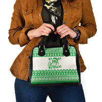 Green Mele Kalikimaka Hawaii Shoulder Handbag Funny Ho Ho Ho Santa Shaka - Polynesian Pride