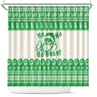 Green Mele Kalikimaka Hawaii Shower Curtain Funny Ho Ho Ho Santa Shaka - Polynesian Pride
