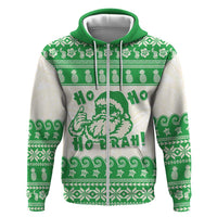 Green Mele Kalikimaka Hawaii Zip Hoodie Funny Ho Ho Ho Santa Shaka - Polynesian Pride
