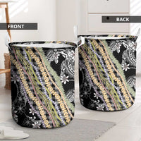 Black Palaka Hawaii Leis Laundry Basket Hawaiian-plaid Elegant Tropical Vibes - Polynesian Pride