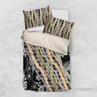 Black Palaka Hawaii Leis Bedding Set Hawaiian-plaid Elegant Tropical Vibes - Polynesian Pride