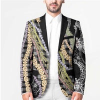 Black Palaka Hawaii Leis Blazer Hawaiian-plaid Elegant Tropical Vibes - Polynesian Pride