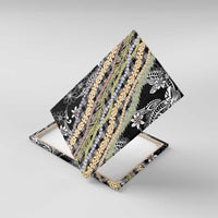 Black Palaka Hawaii Leis Canvas Wall Art Hawaiian-plaid Elegant Tropical Vibes - Polynesian Pride