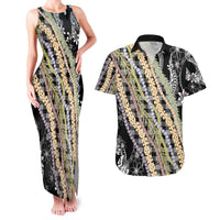 Black Palaka Hawaii Leis Couples Matching Tank Maxi Dress and Hawaiian Shirt Hawaiian-plaid Elegant Tropical Vibes LT14 Black - Polynesian Pride