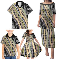 Black Palaka Hawaii Leis Family Matching Puletasi and Hawaiian Shirt Hawaiian-plaid Elegant Tropical Vibes - Polynesian Pride