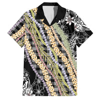 Black Palaka Hawaii Leis Family Matching Tank Maxi Dress and Hawaiian Shirt Hawaiian-plaid Elegant Tropical Vibes LT14 Dad's Shirt - Short Sleeve Black - Polynesian Pride