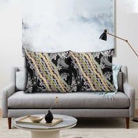 Black Palaka Hawaii Leis Pillow Cover Hawaiian-plaid Elegant Tropical Vibes - Polynesian Pride