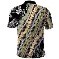 Black Palaka Hawaii Leis Polo Shirt Hawaiian-plaid Elegant Tropical Vibes LT14 - Polynesian Pride