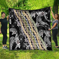 Black Palaka Hawaii Leis Quilt Hawaiian-plaid Elegant Tropical Vibes - Polynesian Pride