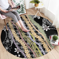 Black Palaka Hawaii Leis Round Carpet Hawaiian-plaid Elegant Tropical Vibes - Polynesian Pride