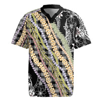 Black Palaka Hawaii Leis Rugby Jersey Hawaiian-plaid Elegant Tropical Vibes LT14 Black - Polynesian Pride