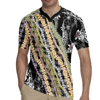 Black Palaka Hawaii Leis Rugby Jersey Hawaiian-plaid Elegant Tropical Vibes LT14 - Polynesian Pride