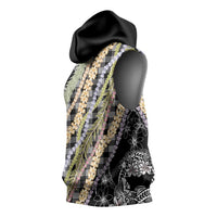 Black Palaka Hawaii Leis Sleeveless Hoodie Hawaiian-plaid Elegant Tropical Vibes - Polynesian Pride