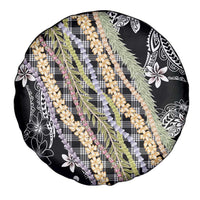 Black Palaka Hawaii Leis Spare Tire Cover Hawaiian-plaid Elegant Tropical Vibes - Polynesian Pride