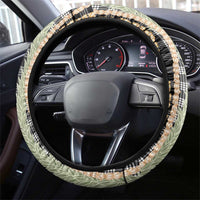 Black Palaka Hawaii Leis Steering Wheel Cover Hawaiian-plaid Elegant Tropical Vibes - Polynesian Pride
