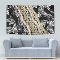 Black Palaka Hawaii Leis Tapestry Hawaiian-plaid Elegant Tropical Vibes - Polynesian Pride
