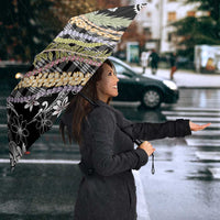 Black Palaka Hawaii Leis Umbrella Hawaiian-plaid Elegant Tropical Vibes - Polynesian Pride