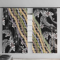 Black Palaka Hawaii Leis Window Curtain Hawaiian-plaid Elegant Tropical Vibes - Polynesian Pride