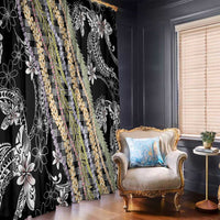 Black Palaka Hawaii Leis Window Curtain Hawaiian-plaid Elegant Tropical Vibes - Polynesian Pride