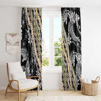 Black Palaka Hawaii Leis Window Curtain Hawaiian-plaid Elegant Tropical Vibes - Polynesian Pride