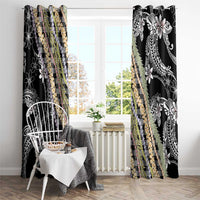 Black Palaka Hawaii Leis Window Curtain Hawaiian-plaid Elegant Tropical Vibes - Polynesian Pride