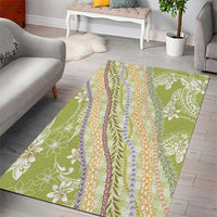Green Palaka Hawaii Leis Area Rug Hawaiian-plaid Elegant Tropical Vibes - Polynesian Pride