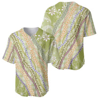 Green Palaka Hawaii Leis Baseball Jersey Hawaiian-plaid Elegant Tropical Vibes - Polynesian Pride