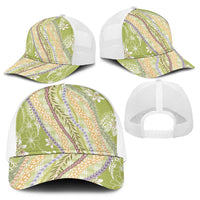 Green Palaka Hawaii Leis Baseball Net Cap Hawaiian-plaid Elegant Tropical Vibes - Polynesian Pride