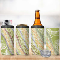 Green Palaka Hawaii Leis 4 in 1 Can Cooler Tumbler Hawaiian-plaid Elegant Tropical Vibes - Polynesian Pride