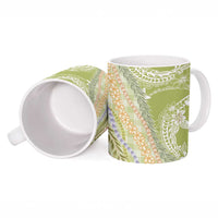 Green Palaka Hawaii Leis Ceramic Mug Hawaiian-plaid Elegant Tropical Vibes - Polynesian Pride