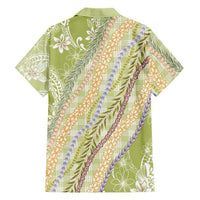 Green Palaka Hawaii Leis Family Matching Off The Shoulder Long Sleeve Dress and Hawaiian Shirt Hawaiian-plaid Elegant Tropical Vibes LT14 - Polynesian Pride