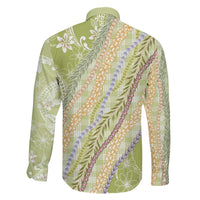 Green Palaka Hawaii Leis Family Matching Off The Shoulder Long Sleeve Dress and Hawaiian Shirt Hawaiian-plaid Elegant Tropical Vibes LT14 - Polynesian Pride