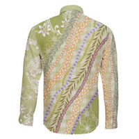 Green Palaka Hawaii Leis Family Matching Off Shoulder Maxi Dress and Hawaiian Shirt Hawaiian-plaid Elegant Tropical Vibes - Polynesian Pride