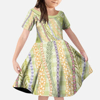 Green Palaka Hawaii Leis Family Matching Puletasi and Hawaiian Shirt Hawaiian-plaid Elegant Tropical Vibes LT14 Daughter's Dress Green - Polynesian Pride