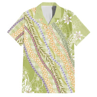 Green Palaka Hawaii Leis Family Matching Summer Maxi Dress and Hawaiian Shirt Hawaiian-plaid Elegant Tropical Vibes LT14 Dad's Shirt - Short Sleeve Green - Polynesian Pride