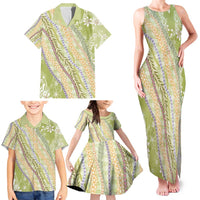 Green Palaka Hawaii Leis Family Matching Tank Maxi Dress and Hawaiian Shirt Hawaiian-plaid Elegant Tropical Vibes - Polynesian Pride