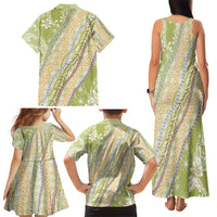 Green Palaka Hawaii Leis Family Matching Tank Maxi Dress and Hawaiian Shirt Hawaiian-plaid Elegant Tropical Vibes - Polynesian Pride
