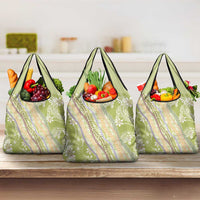Green Palaka Hawaii Leis Grocery Bag Hawaiian-plaid Elegant Tropical Vibes - Polynesian Pride